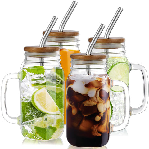 Vaso DraSTAR 24oz con tapas y pajillas, ideal para bebidas frías en la mesa