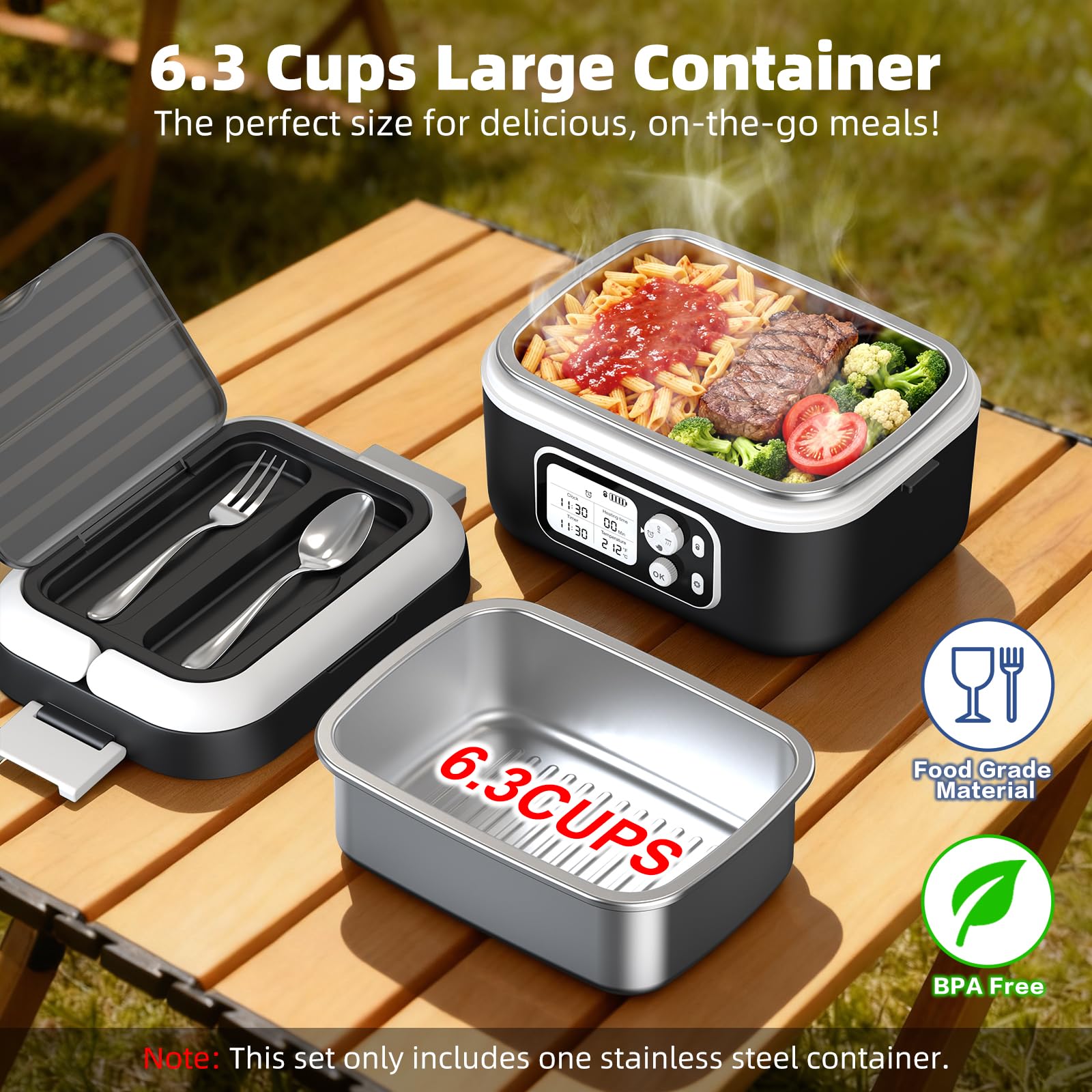 Dravel almuerzo portátil gran capacidad de 6,3 tazas para comidas completas
