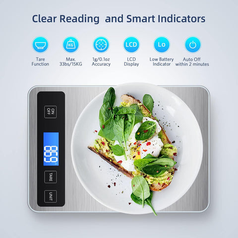 Función tara para medir solo la comida.