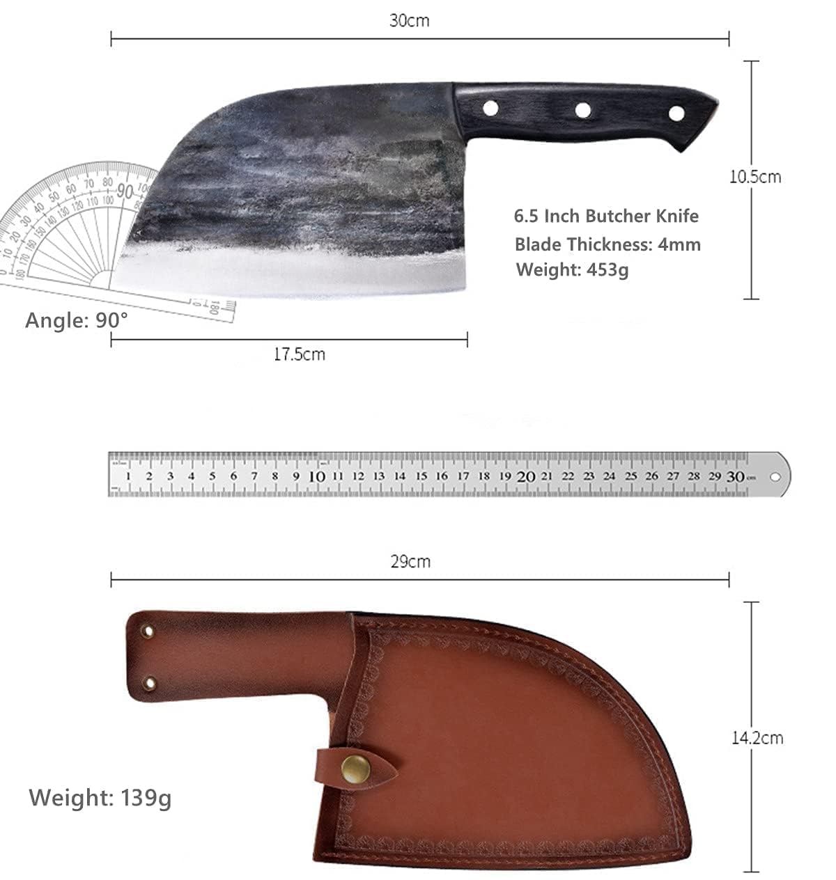 Dream Reach Almasi cuchillo de cocina, mango de madera ergonómico para agarre seguro