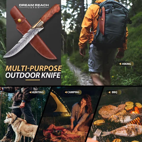 Dream Reach cuchillo pluma, funda de cuero para transporte seguro y limpio.