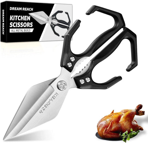 Tijeras Dream Reach con cabeza grande para cortes precisos de pollo.