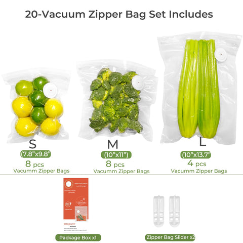 Bolsas Dreamealthy medianas para sellado al vacío, ideal para comidas