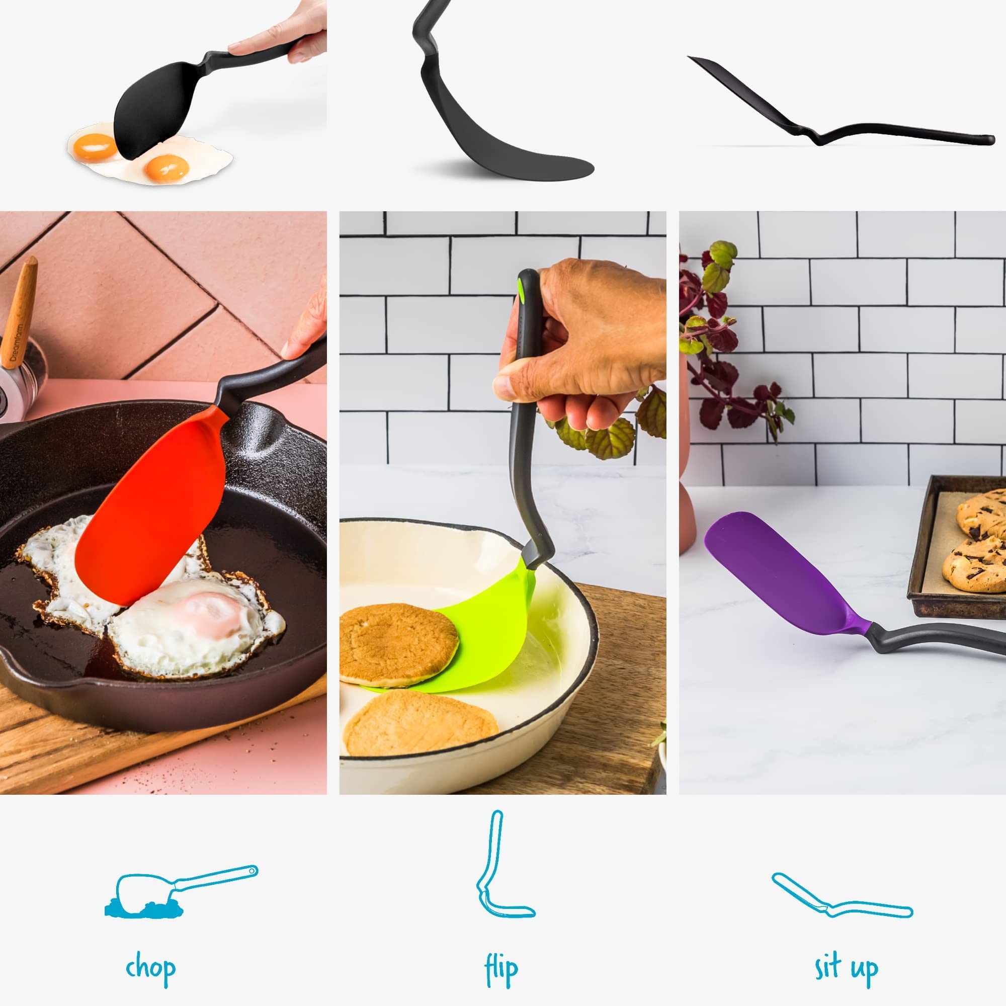 Chopula Dreamfarm: borde plano fuerte para separar y volcar alimentos con control.