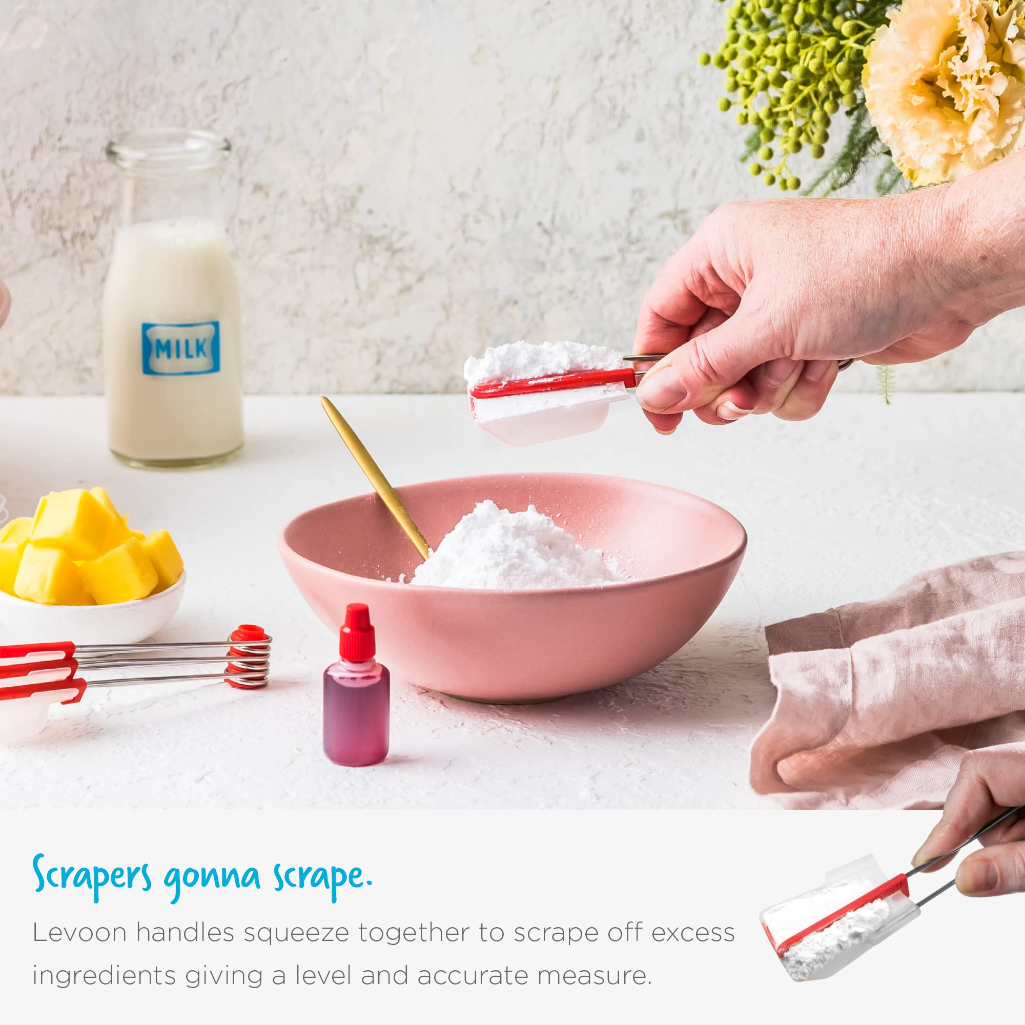 Dreamfarm Levoons: referencias en ml y cucharadas para recetas rápidas.