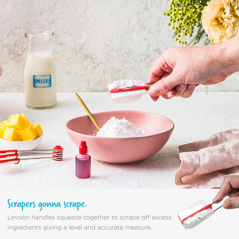 Dreamfarm Levoons: referencias en ml y cucharadas para recetas rápidas.