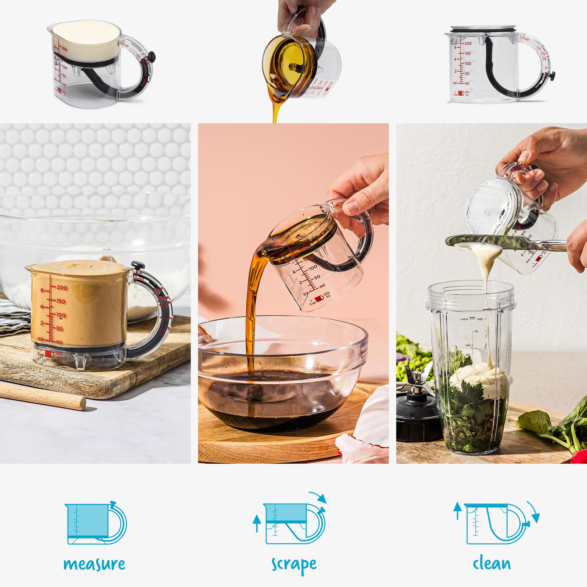 Dreamfarm Upcup ofrece una cuarta parte de taza para ingredientes pequeños