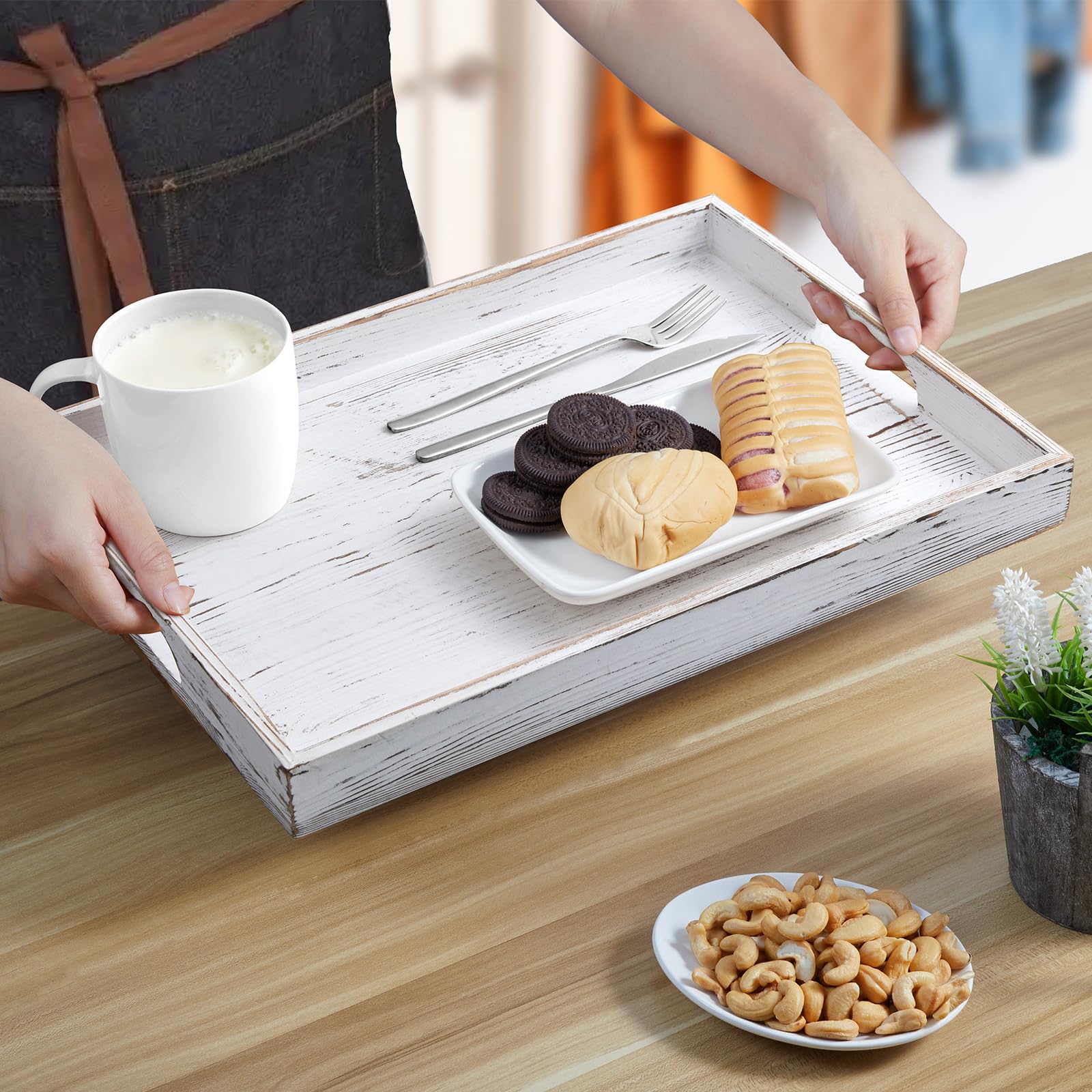 Bandeja de madera grande Dreamkey para desayuno en cama y comidas.
