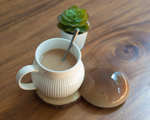 Dreamstall taza cerámica piedra con tapa, estilo campestre para café