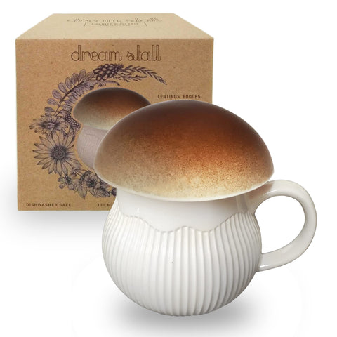 Dreamstall taza hongo shiitake con tapa de piedra mantiene caliente la bebida