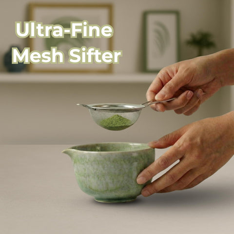 Filtro de acero inoxidable Dreizehn con malla fina para un polvo sin grumos.