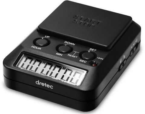 Dretec temporizador de estudio con botón grande para sesiones cómodas.