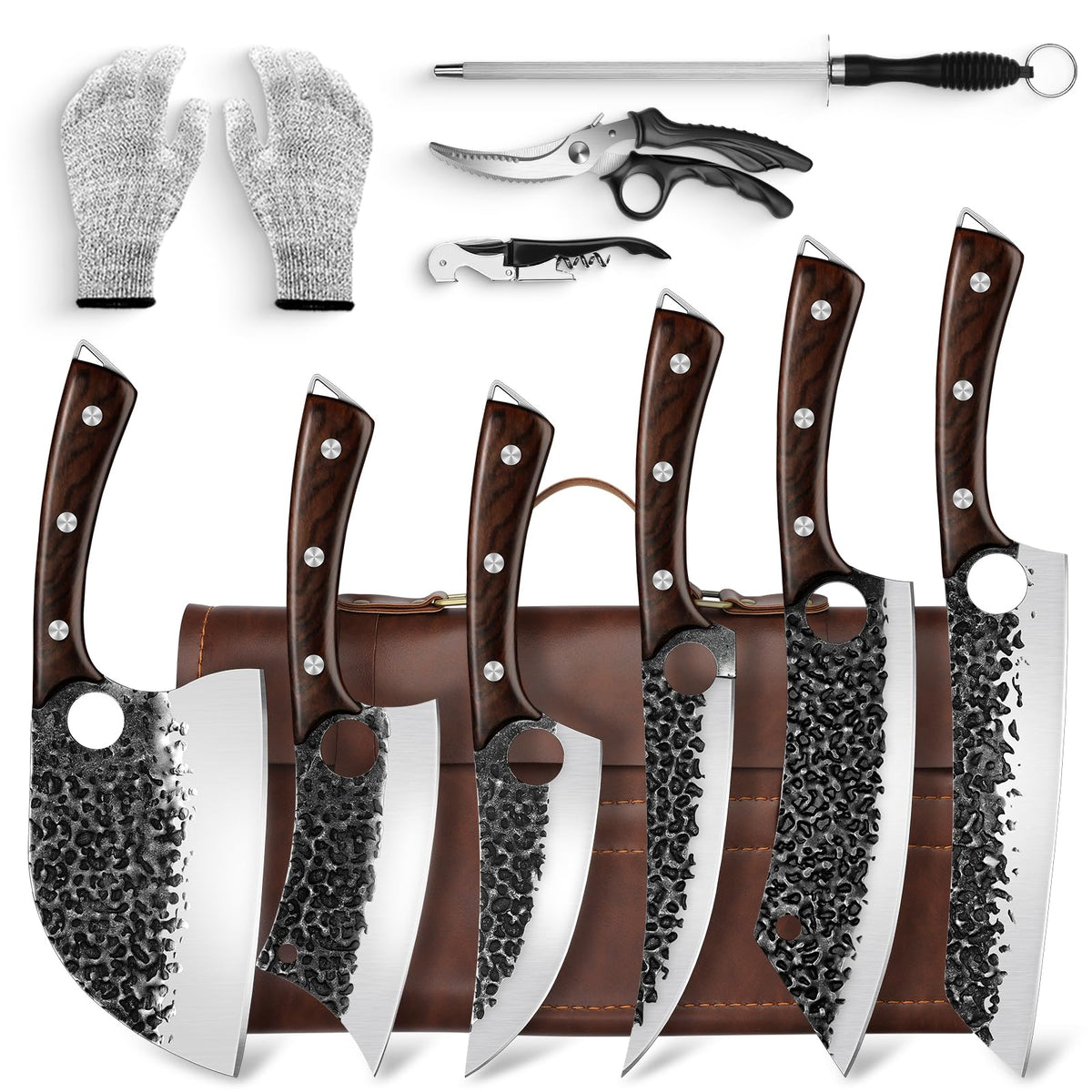 DRGSKL conjunto-cuchillos-chef-serbio-full-tang para uso diario en la cocina