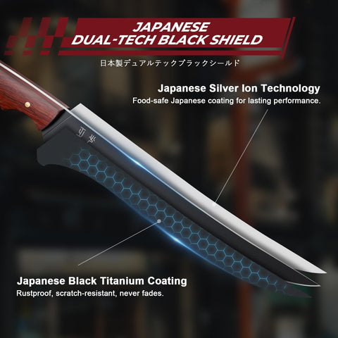 DRGSKL cuchillo deshuesador 7 pulgadas con acabado negro mate resistente.