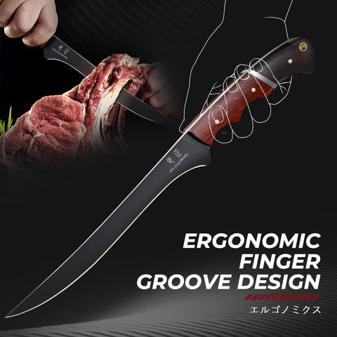 DRGSKL cuchillo deshuesador 7 pulgadas mango de nogal ergonómico.