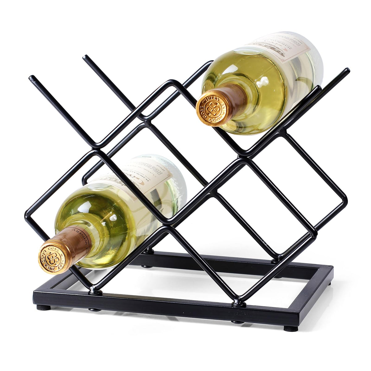 Drincarier porta-vinos en encimera con diseño geométrico moderno para organización