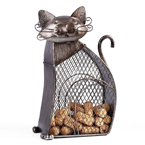 Drincarier gato decorativo con corchos, almacenamiento práctico