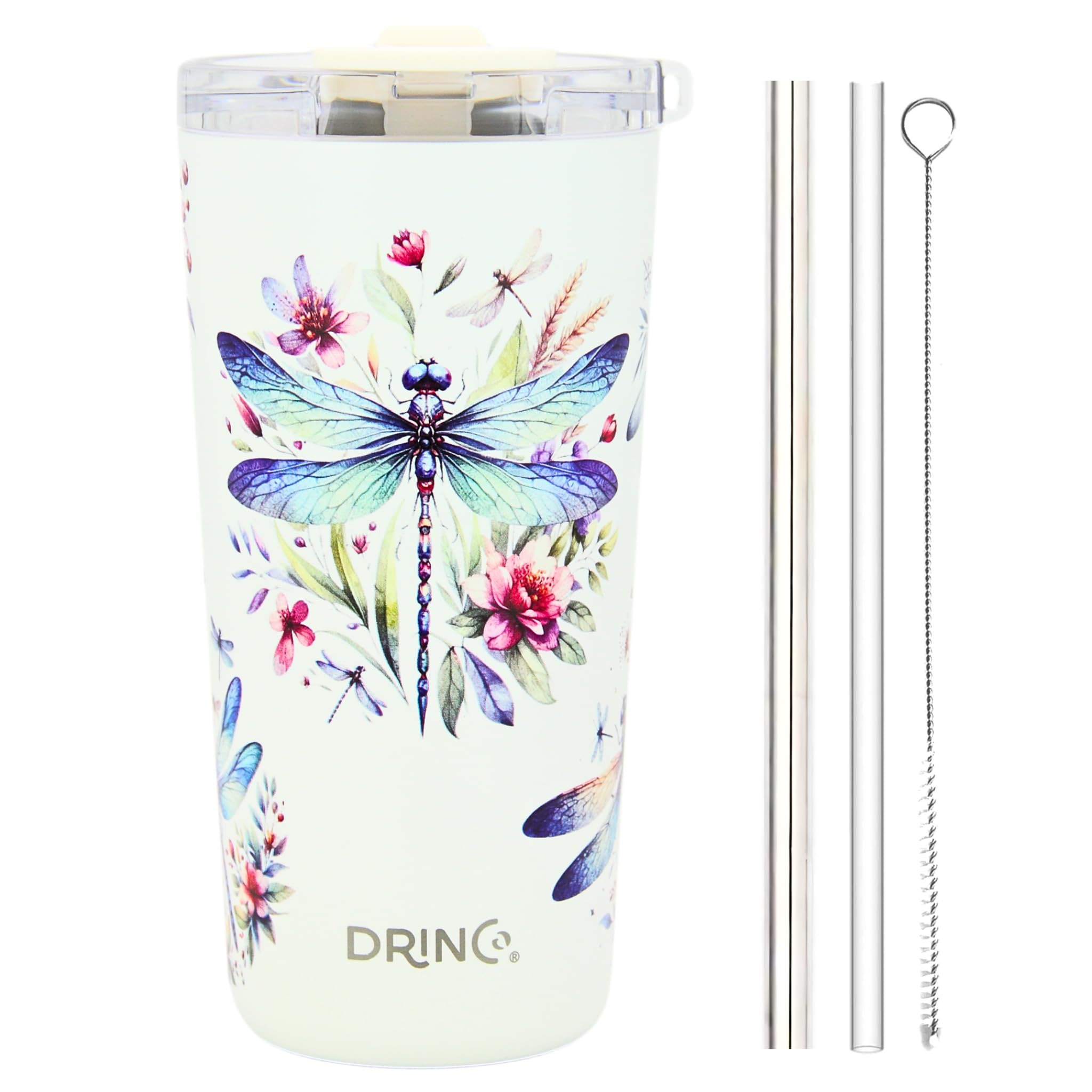 Drinco tumbler con acabado en polvo, agarre ergonómico y cómodo.