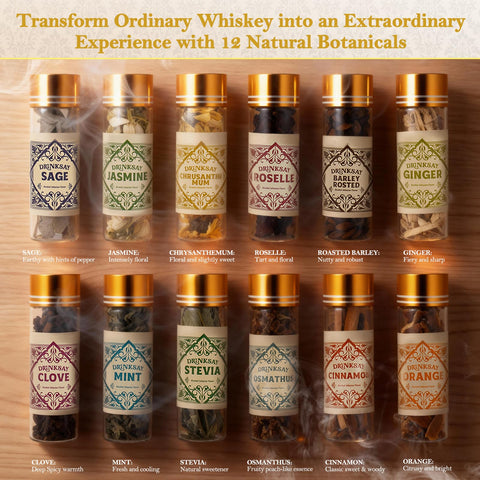 DrinkSay botánicos naturales para infusiones únicas de whisky y otros licores.