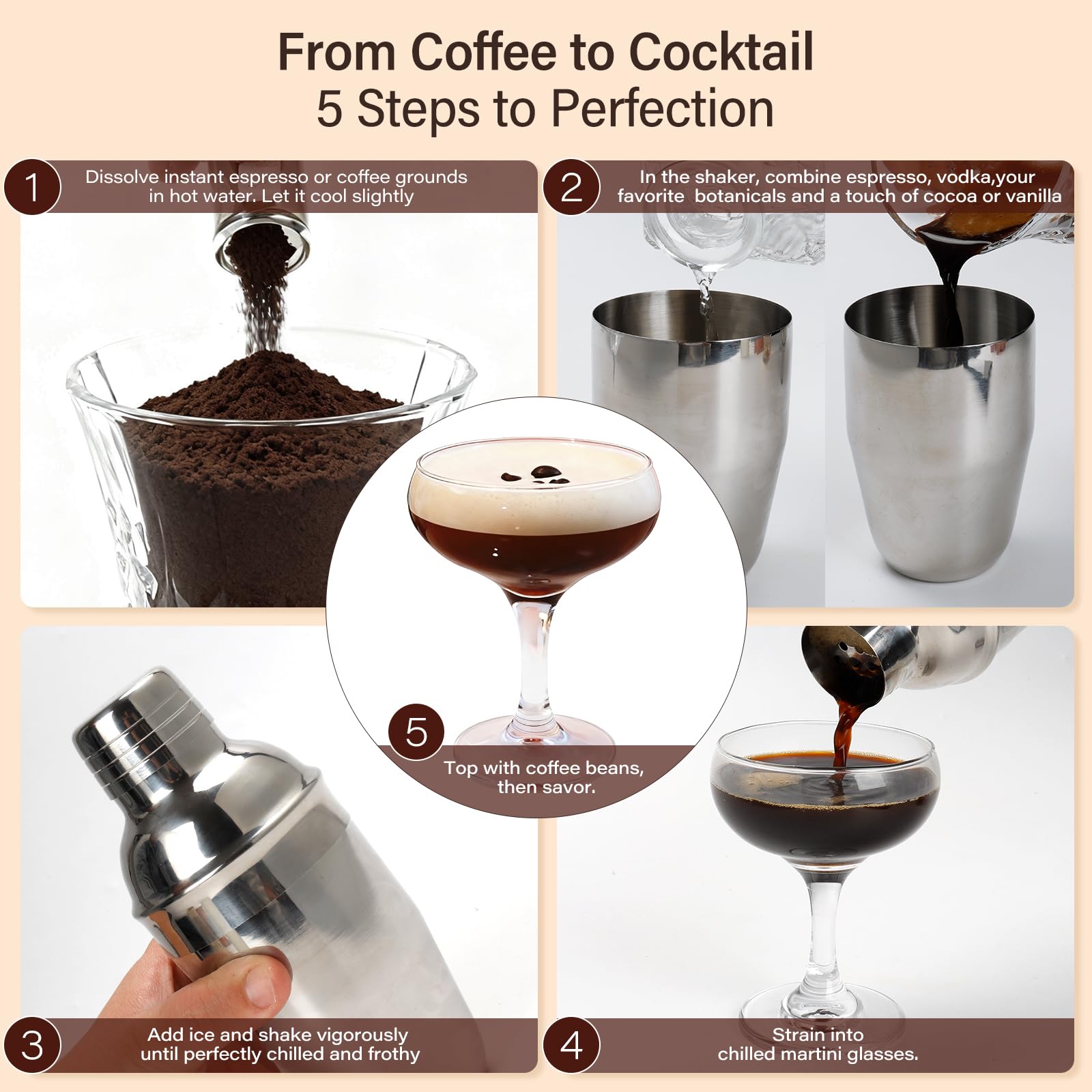 DrinkSay Espresso Martini: tubitos de café y botánicos para sabor auténtico.