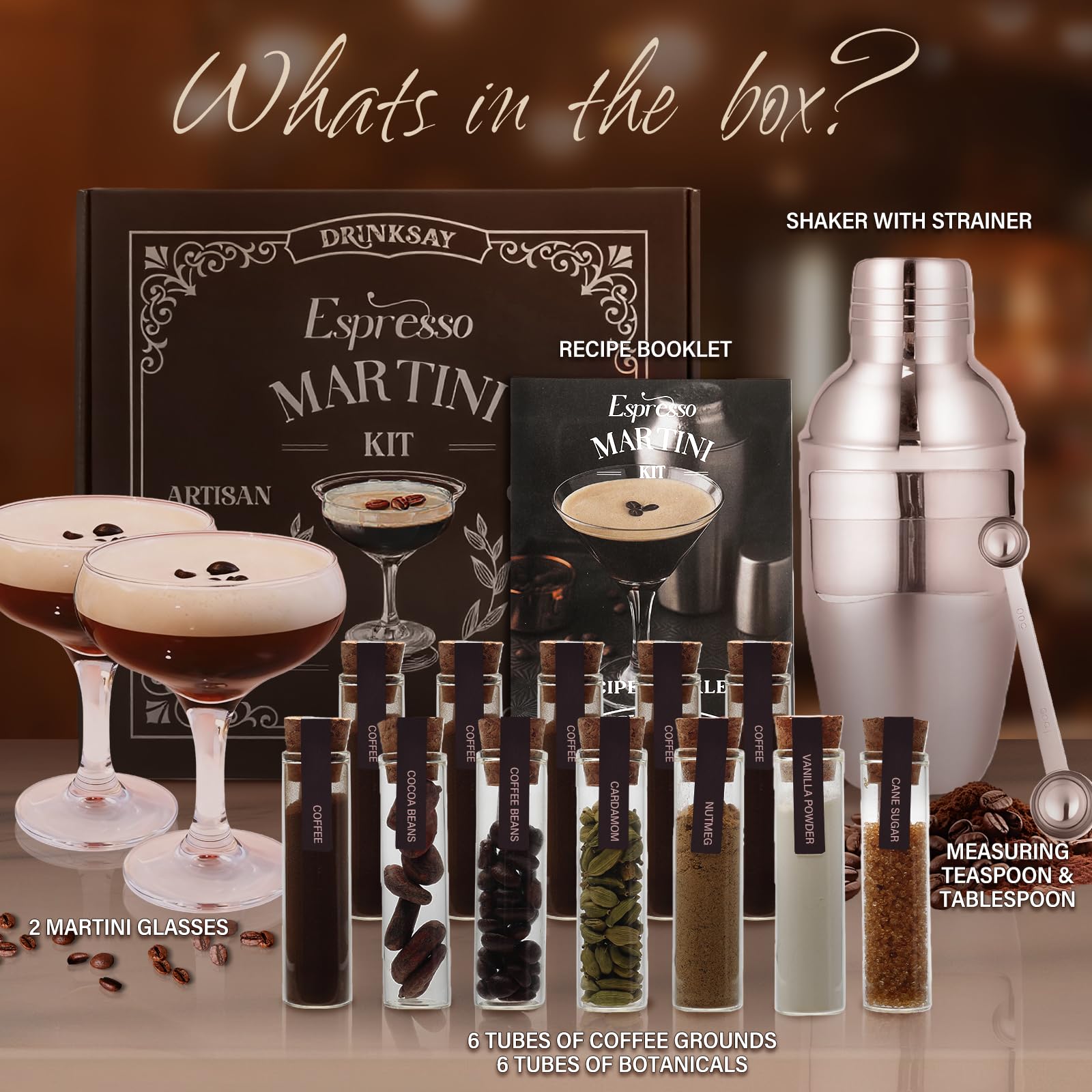 DrinkSay Espresso Martini: vasos elegantes para servir cócteles en casa.