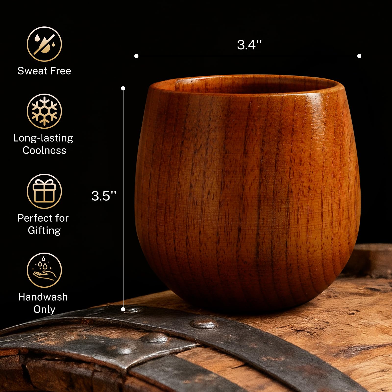 DrinkSay vaso whisky de roble, acabado natural para sabor más suave.