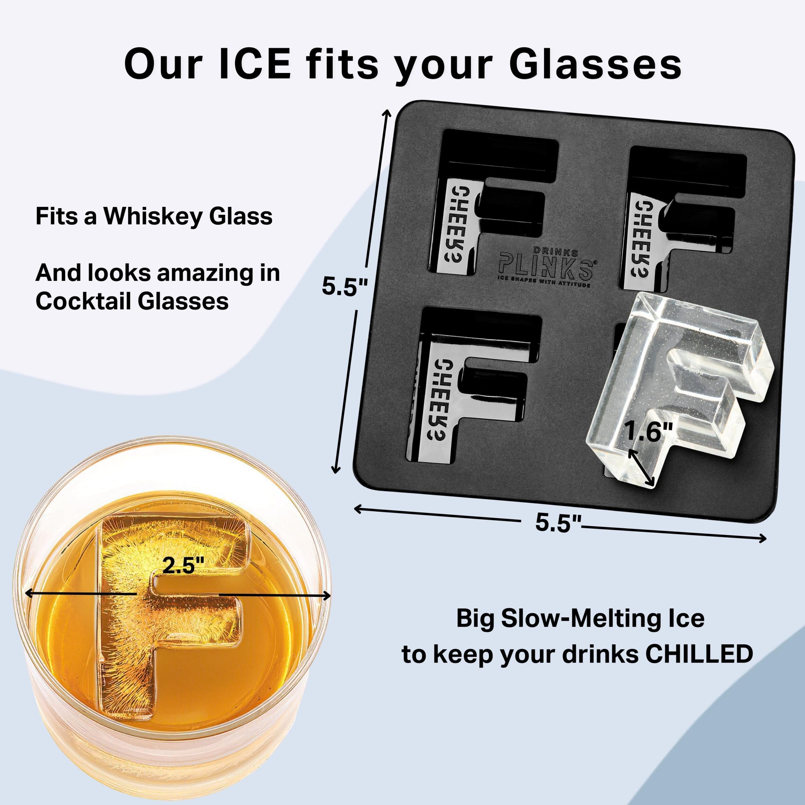 DRINKSPLINKS molde hielo letra F para cócteles, diseño llamativo para servir.