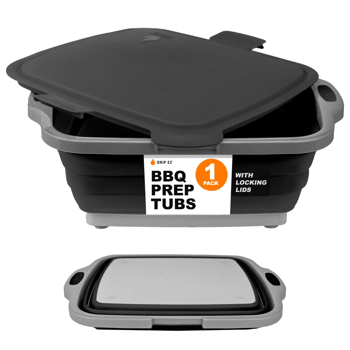Drip EZ: tubo-colapsable para preparacion-barbacoa, facilita marinado y almacenamiento ordenado.