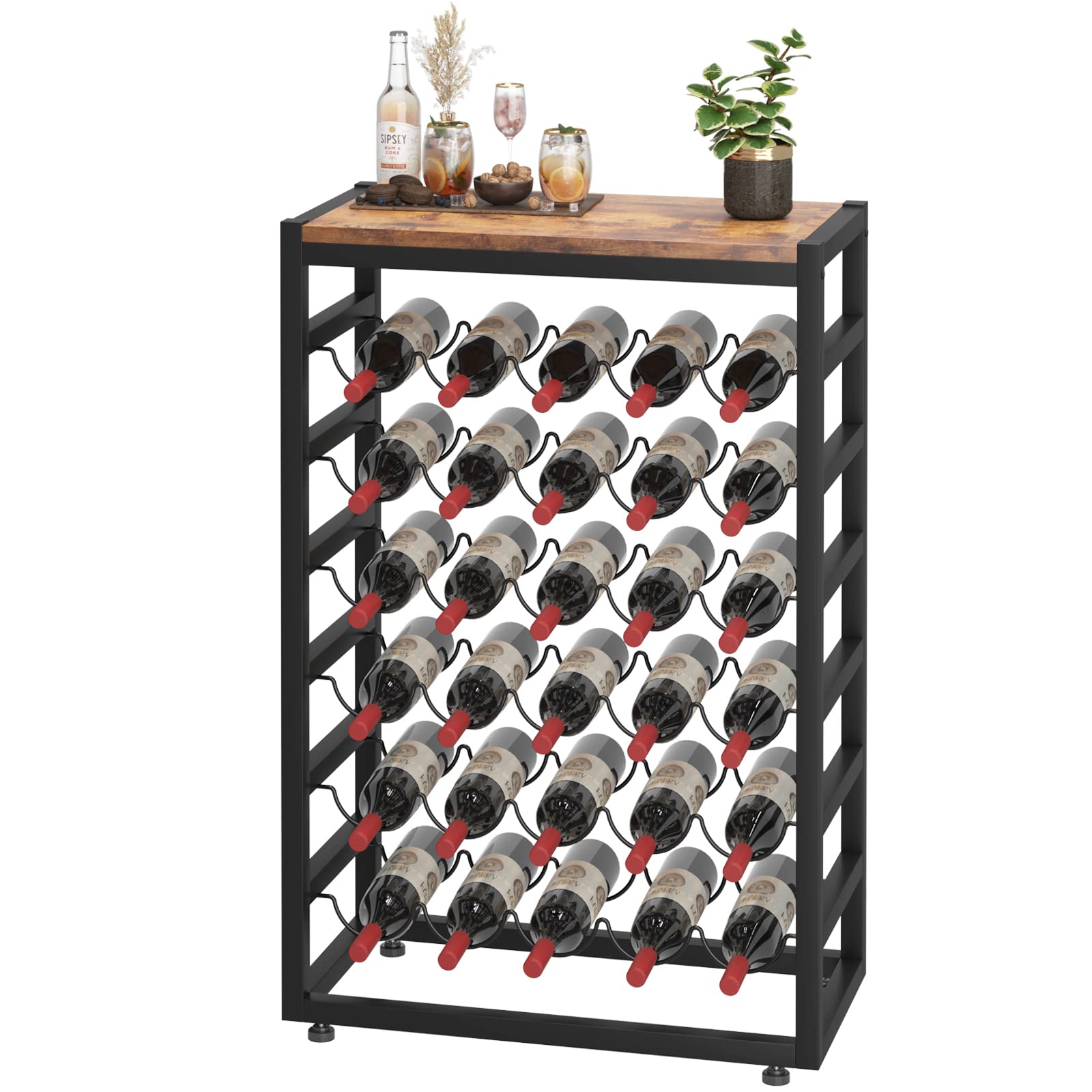 Estantería Dripex para 30 botellas con pie lateral, ideal para cocina o despacho.