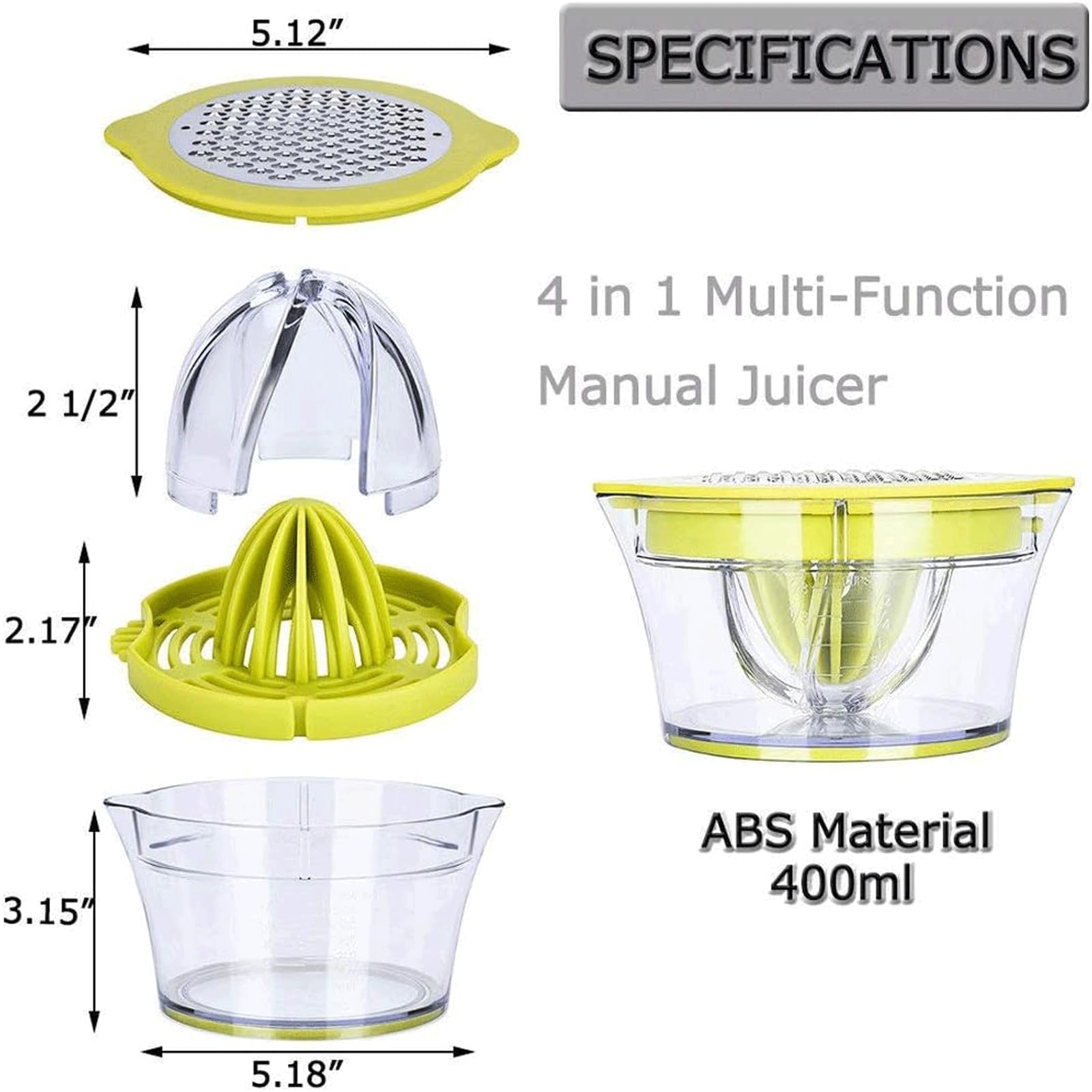 Drizom exprimidor cítricos manual con tapa abatible para ahorro de espacio