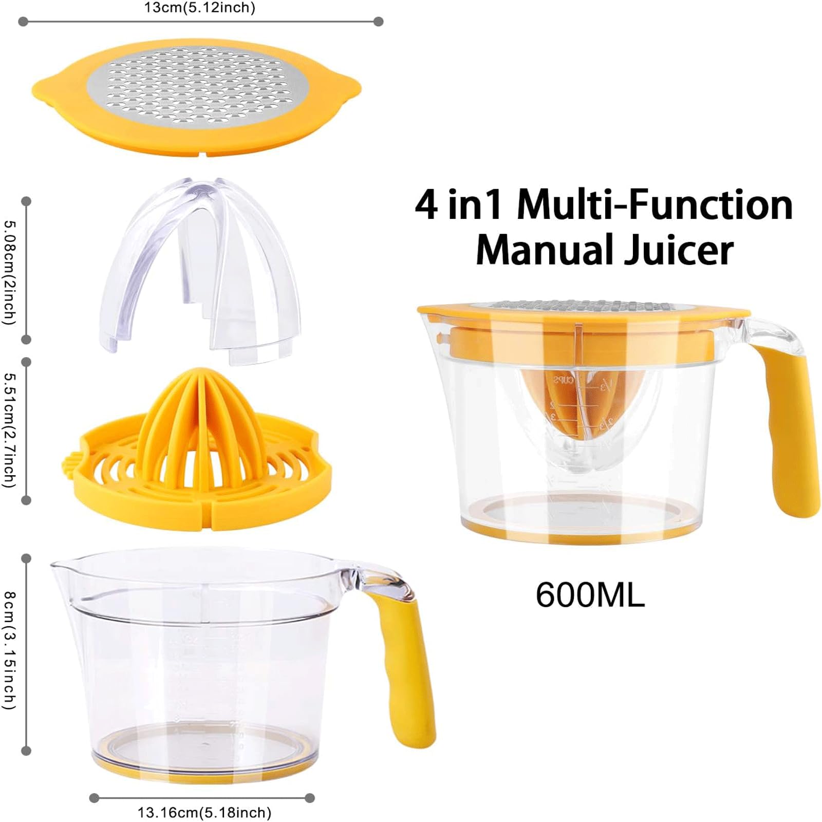 Drizom taza medidora integrada de 20oz para medir jugo con precisión.