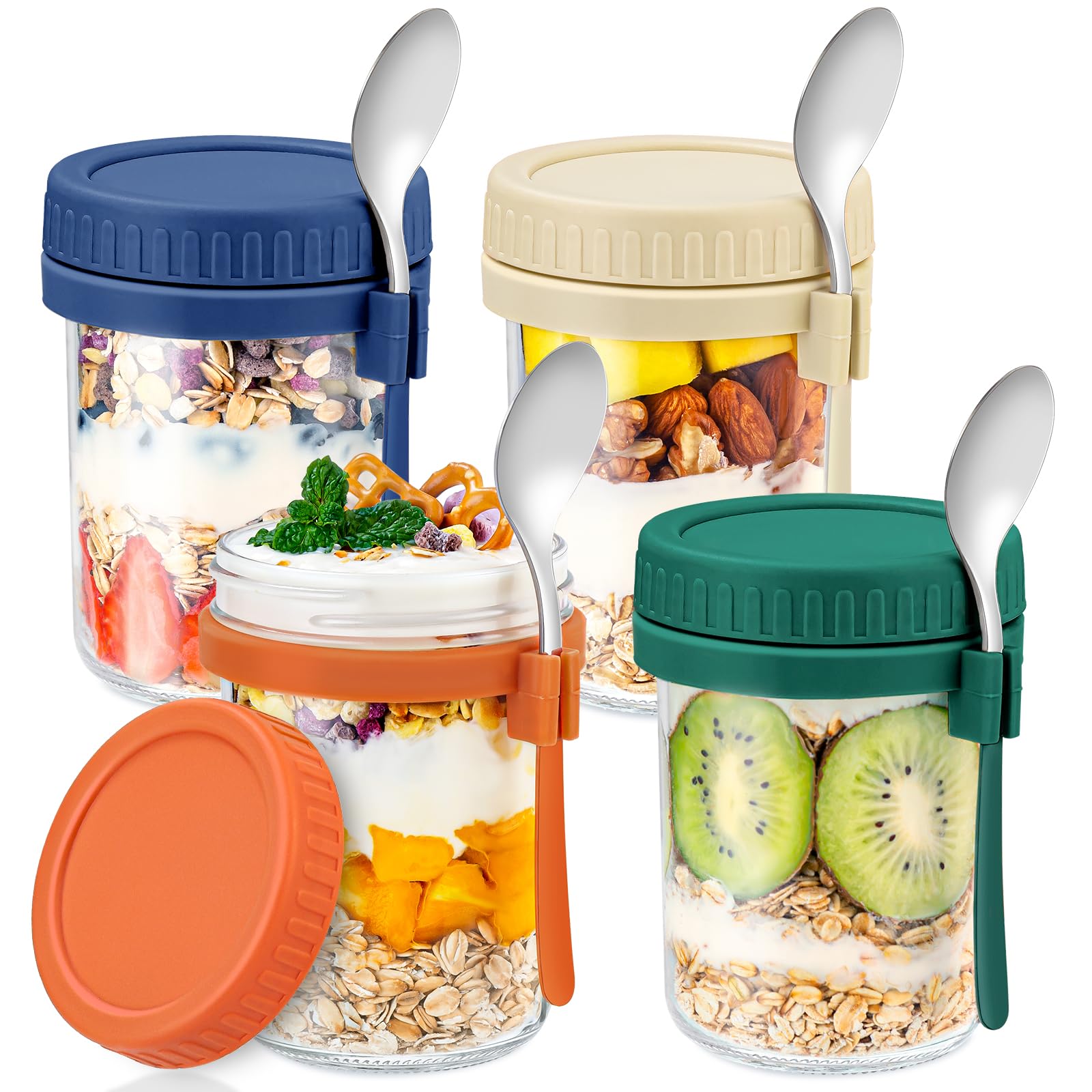 DRKIO: conjunto de jarras de vidrio con tapas selladas para avena reposada nocturna