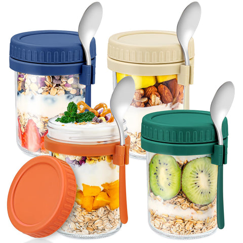 DRKIO: conjunto de jarras de vidrio con tapas selladas para avena reposada nocturna