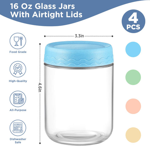 DRKIO frascos de vidrio BPA libre con claridad para identificar contenido y conservar frescura