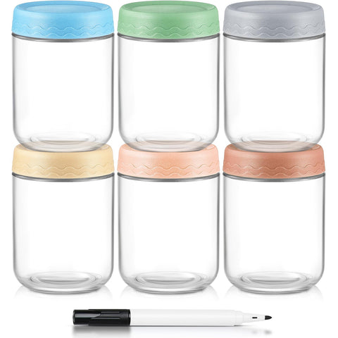 DRKIO jarras de vidrio 16oz con tapa hermética, ideal para almacenamiento diario