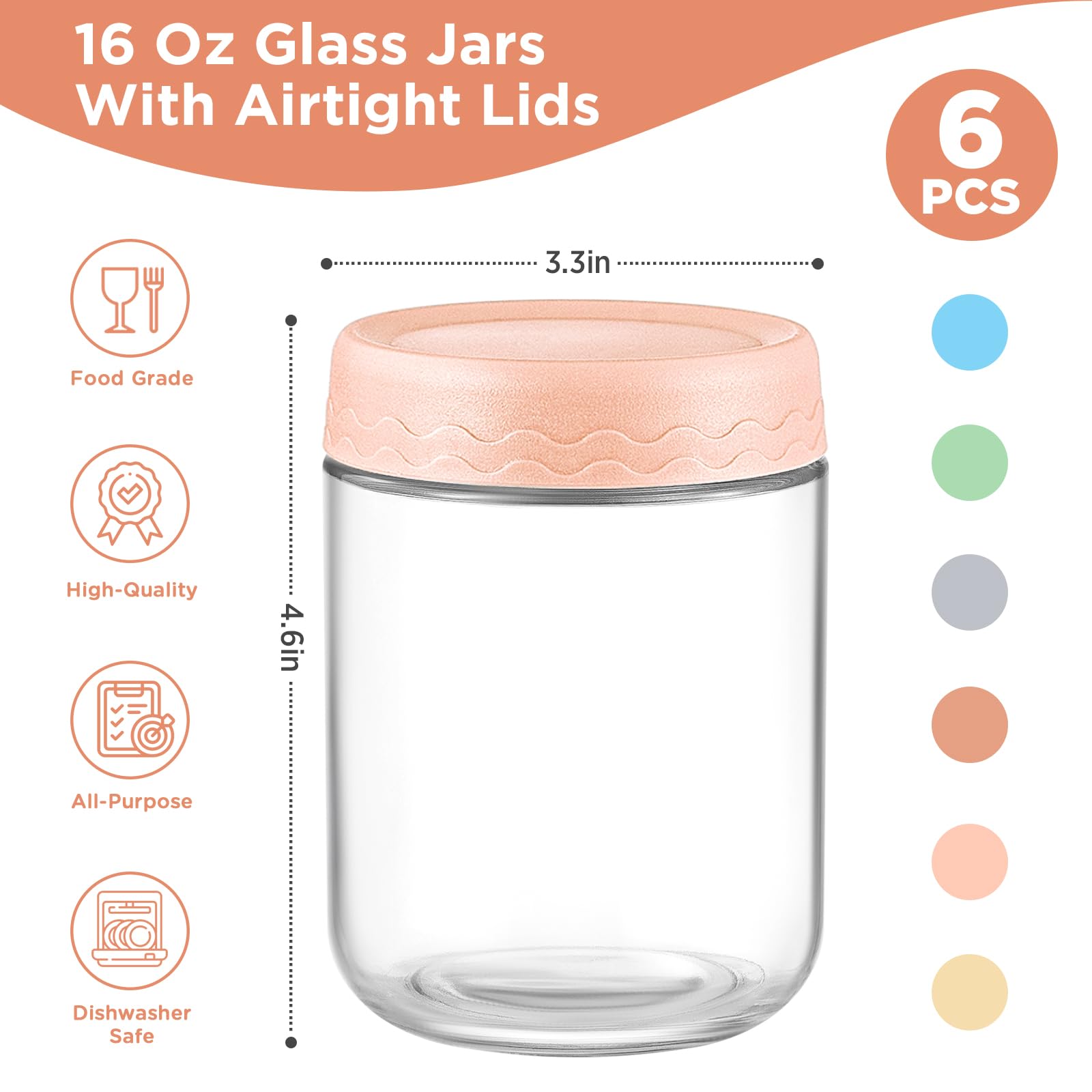 DRKIO jarras apilables de vidrio, ahorro de espacio para la despensa