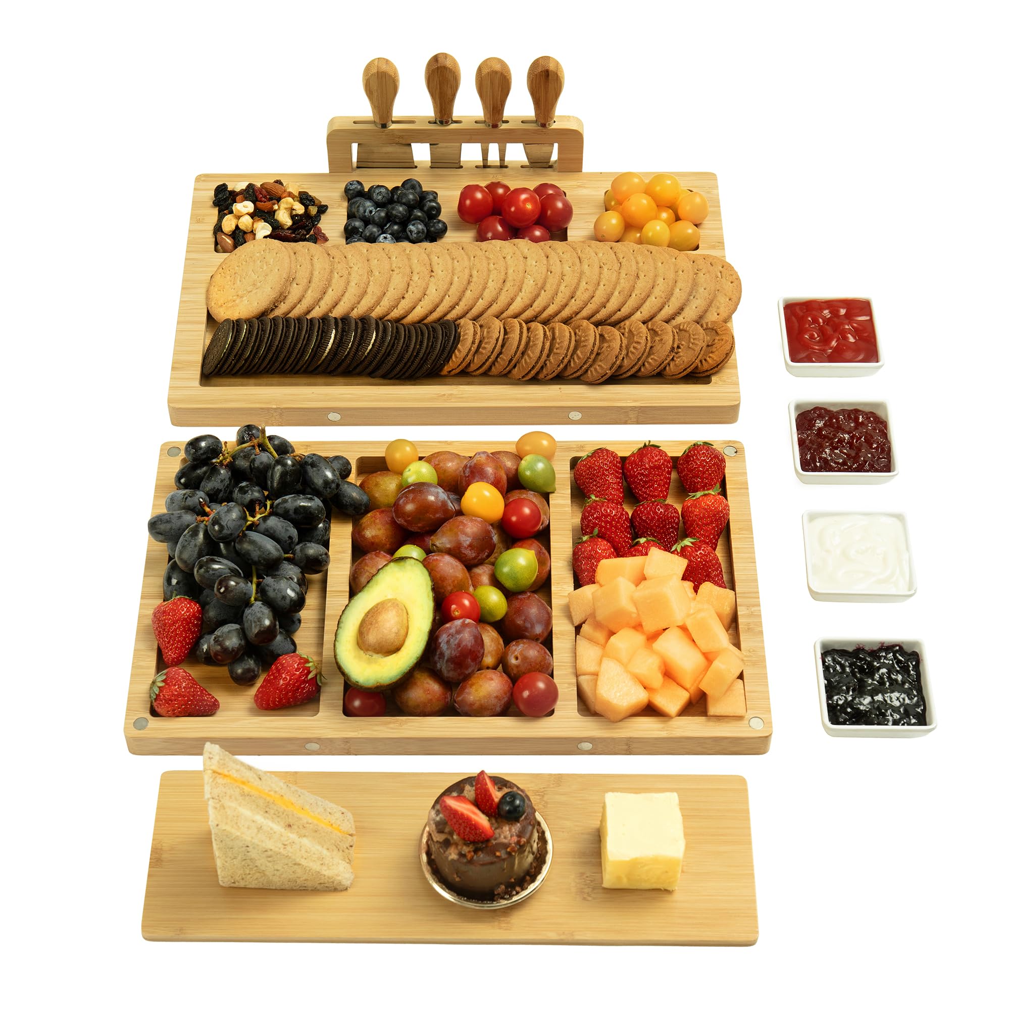 drmvalg tabler o charcuteria doble platos, ideal para reuniones elegantes y servicio variado.