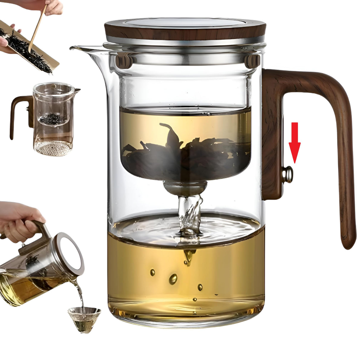 DRNKNSTX Tetera Encantada de cristal, infusor integrado para controlar la infusión.