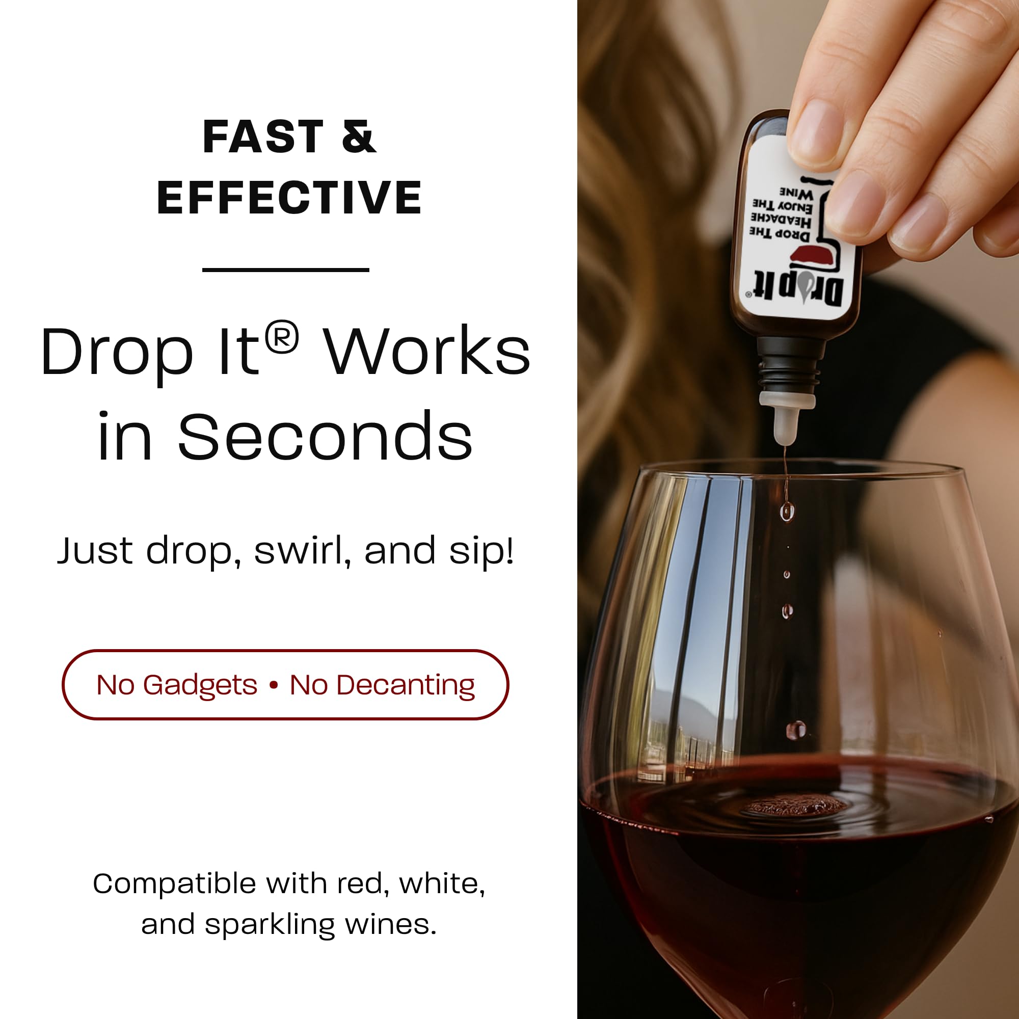 Drop It, gotas en botella de vino para servicio elegante