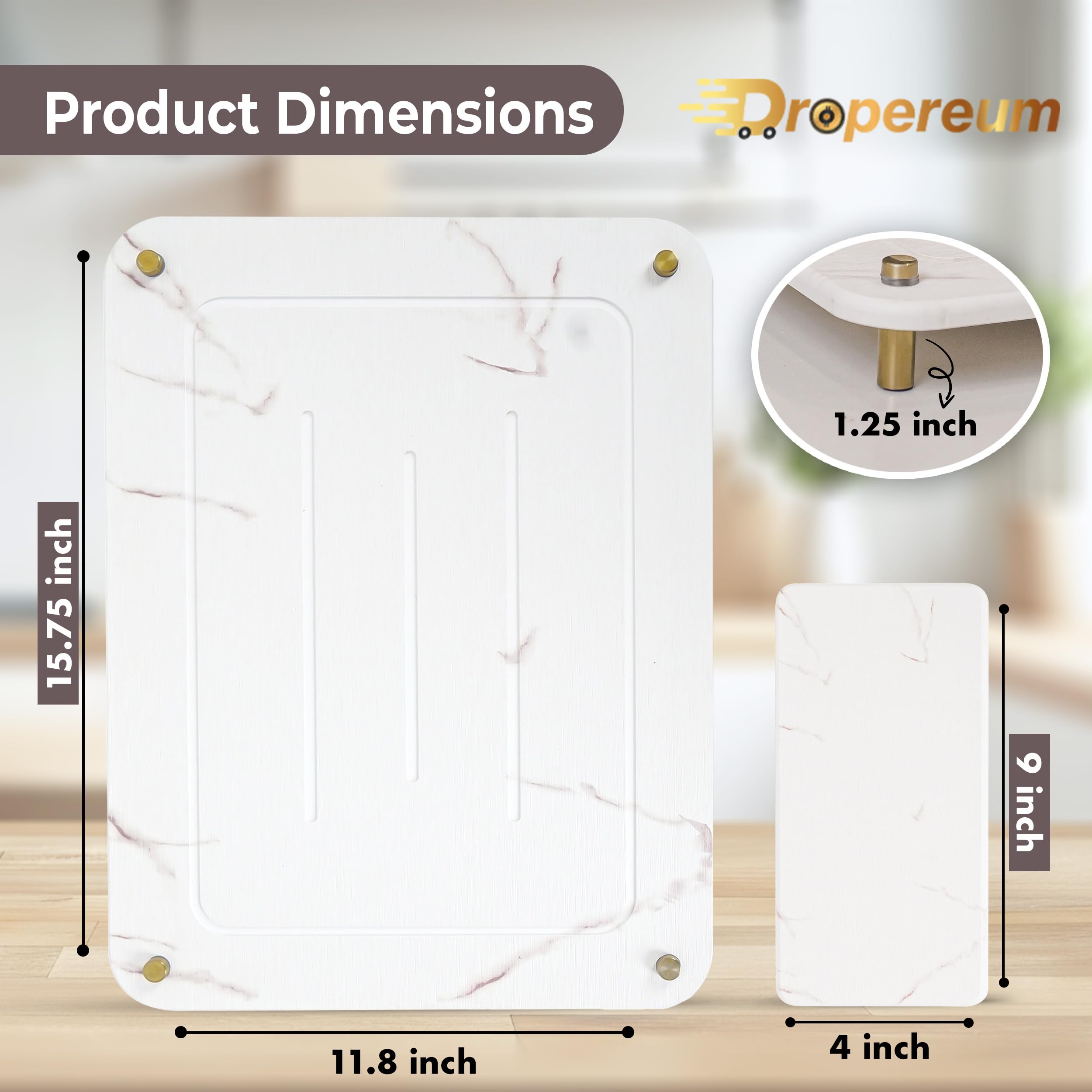 Dropereum caddy para fregadero con cuatro puntos de silicona para estabilidad.