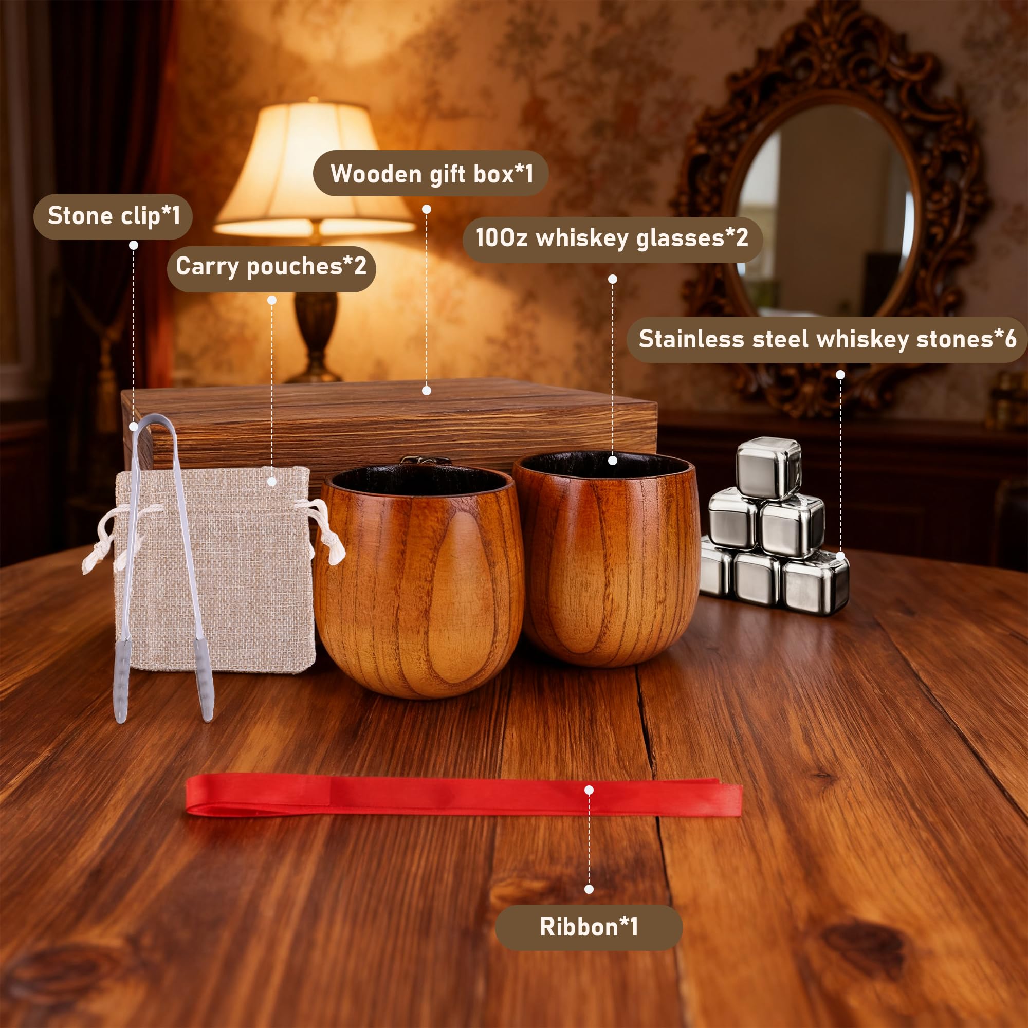 Caja-regalo de madera Drtenvd para regalo de whisky.
