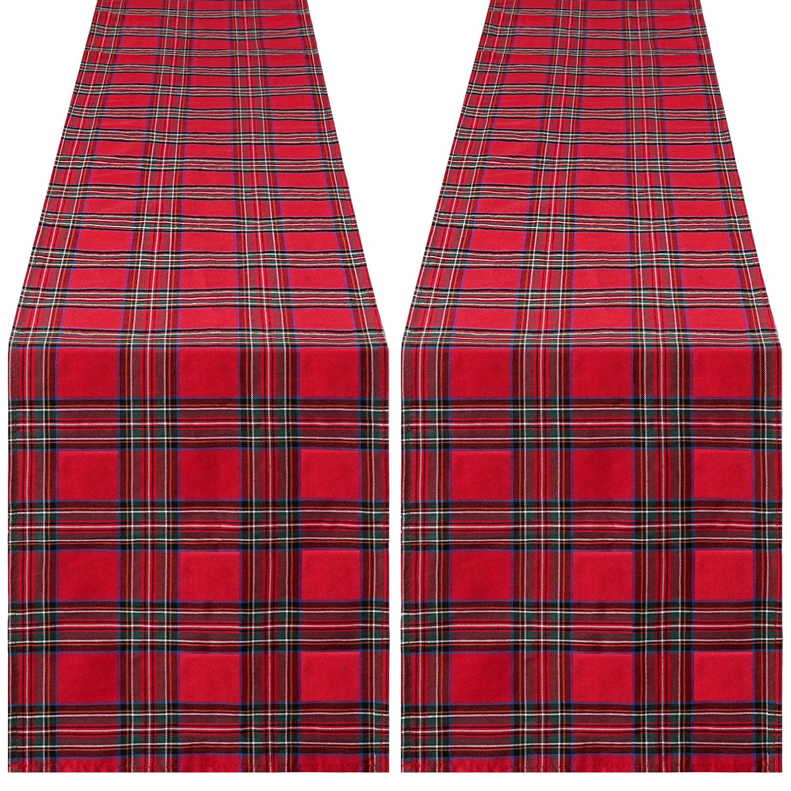 DrumaBee corredor de mesa navidad rojo con patrón tartán, ideal para cenas 6-10 personas