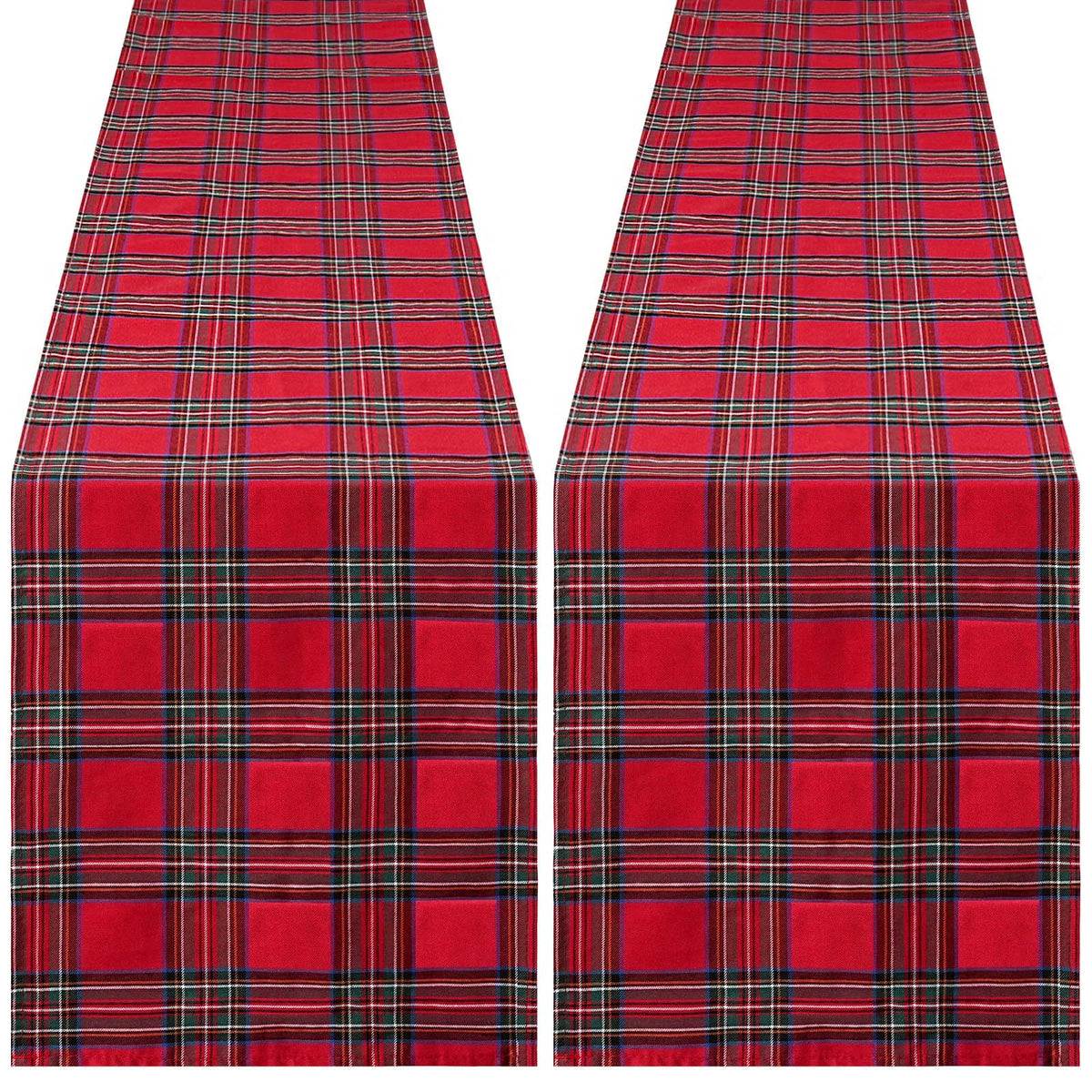 DrumaBee corredor de mesa navidad rojo con patrón tartán, ideal para cenas 6-10 personas