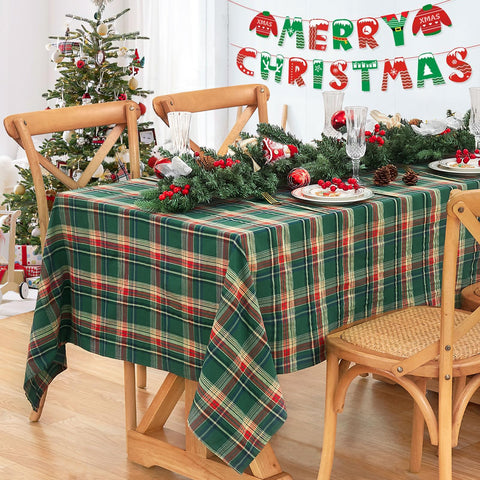 Mantel DrumaBee: mantel-cuadros-verde-navidad-57x84, ideal para cenas festivas y protección de la mesa.