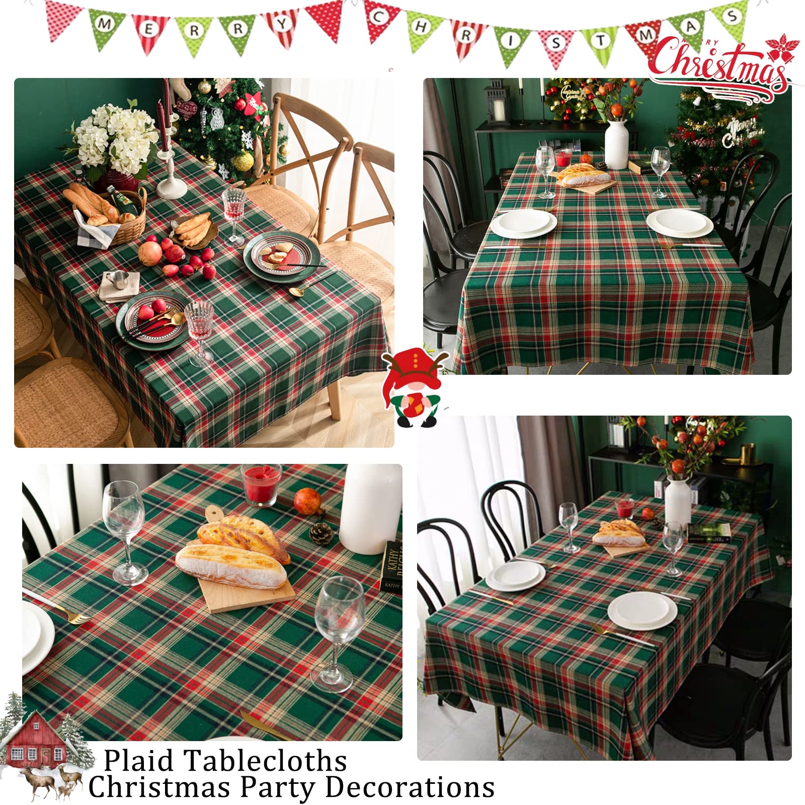 DrumaBee mantel-cuadros-verde-navidad-facil-limpieza, mantiene la mesa limpia tras comidas.