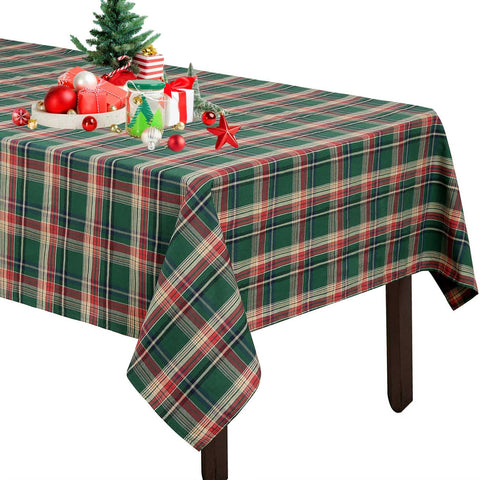 Mantel DrumaBee mantel-cuadros-verde-navidad-para-fiestas, realza la mesa durante reuniones.