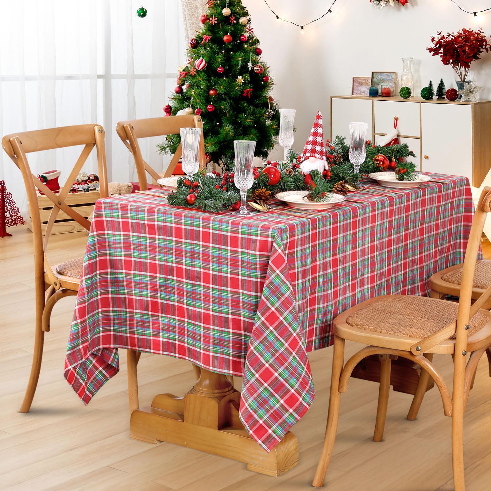 Mantel DrumaBee rectangular 57x120 para mesa, colores rojo, azul y verde.