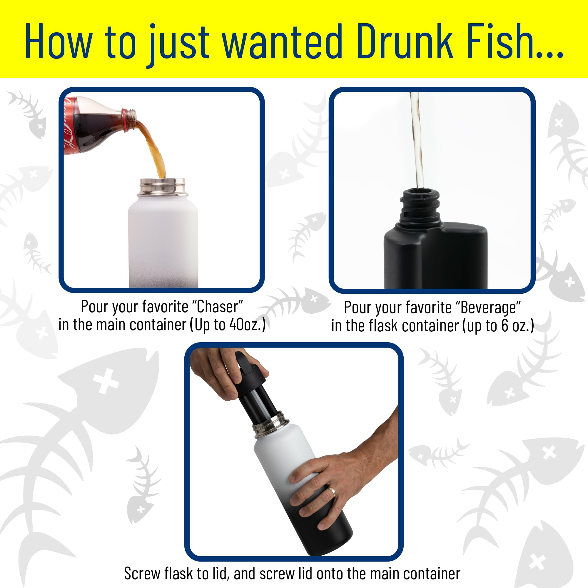 Drunk Fish: botella con aislamiento doble para bebidas frías