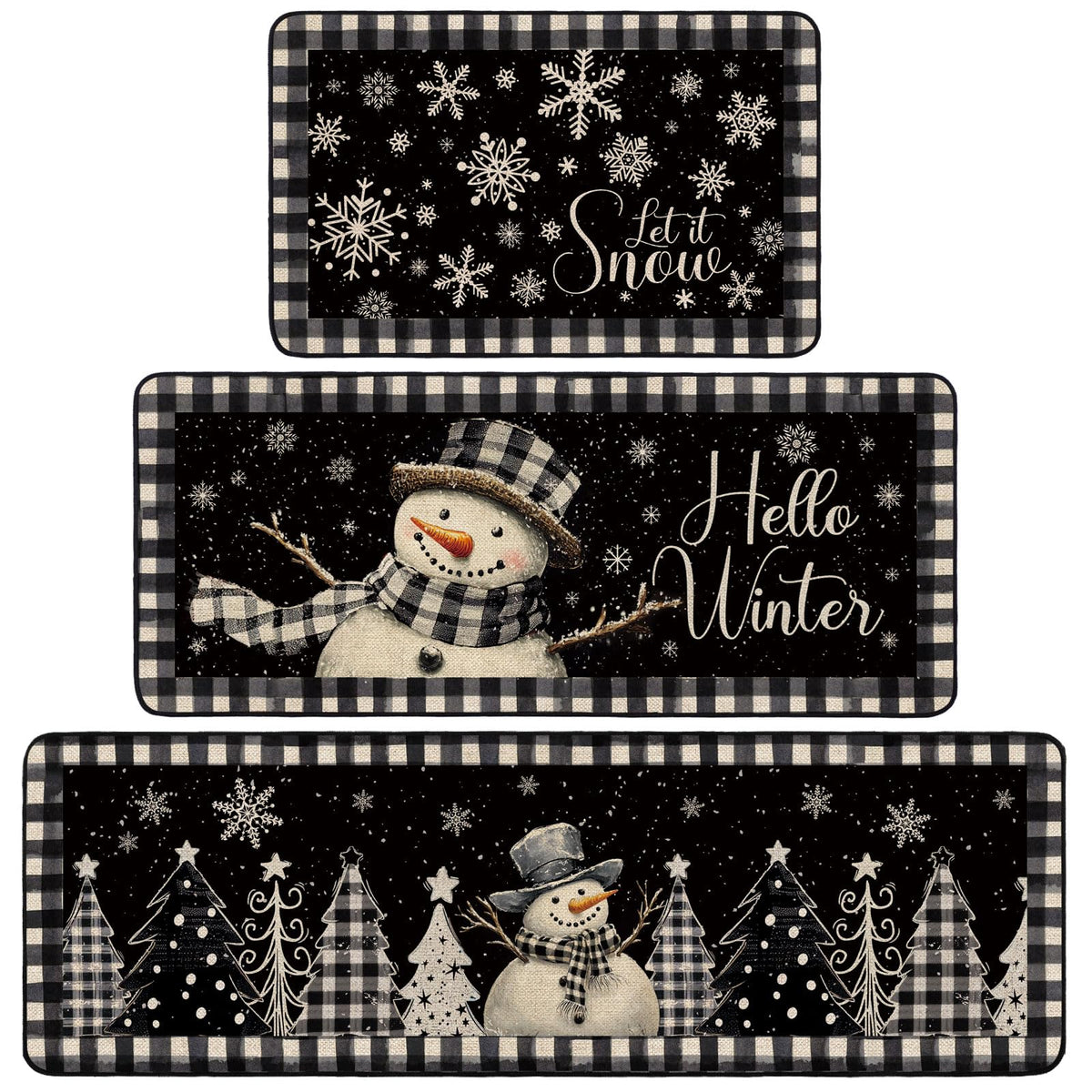 Drydiet Alfombra cocina invierno con hombre de nieve, antideslizante y cálida