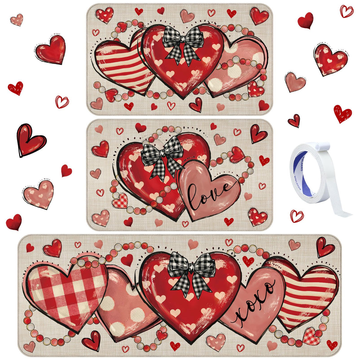 Drydiet alfombra de cocina con corazón, 17x29, antideslizante para seguridad
